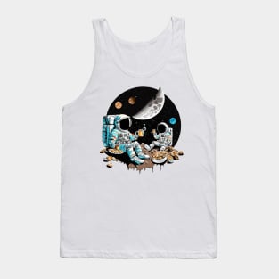 Astronauts Drinking Coffee on the Moon #2 Tank Top